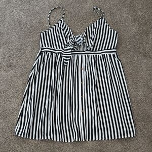 Sason‎ Curve Striped Black and White Plus Size Dress 4XL